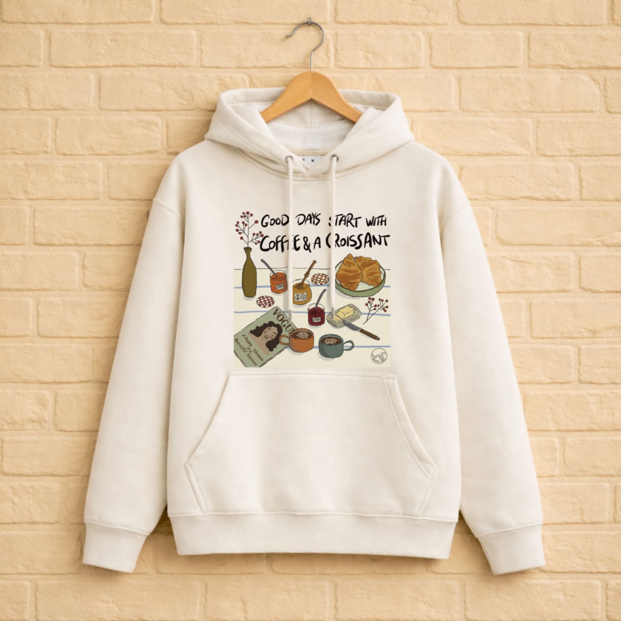 Coffee & Croissant Hoodie aus 100% Bio-Baumwolle
