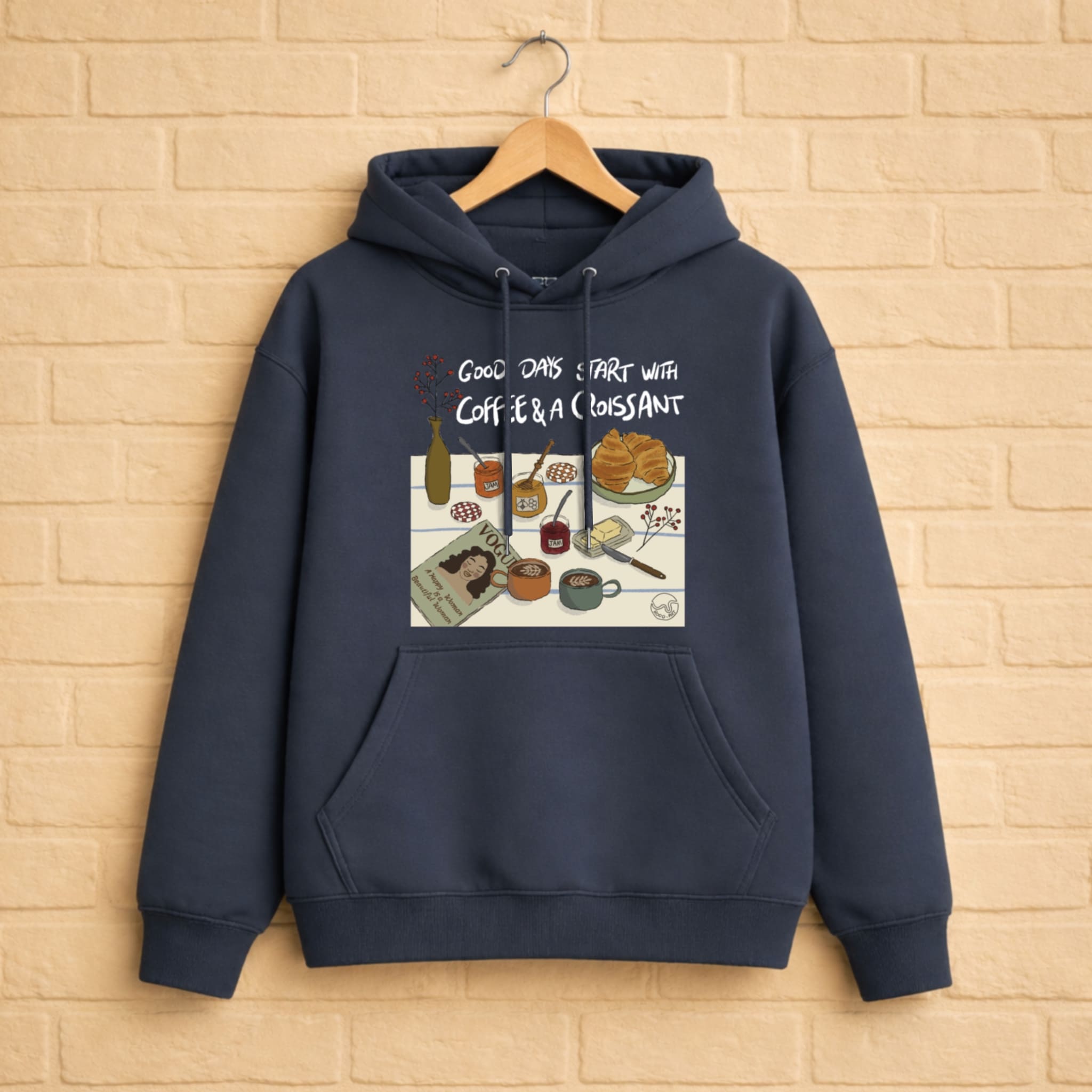 Coffee & Croissant Hoodie aus 100% Bio-Baumwolle