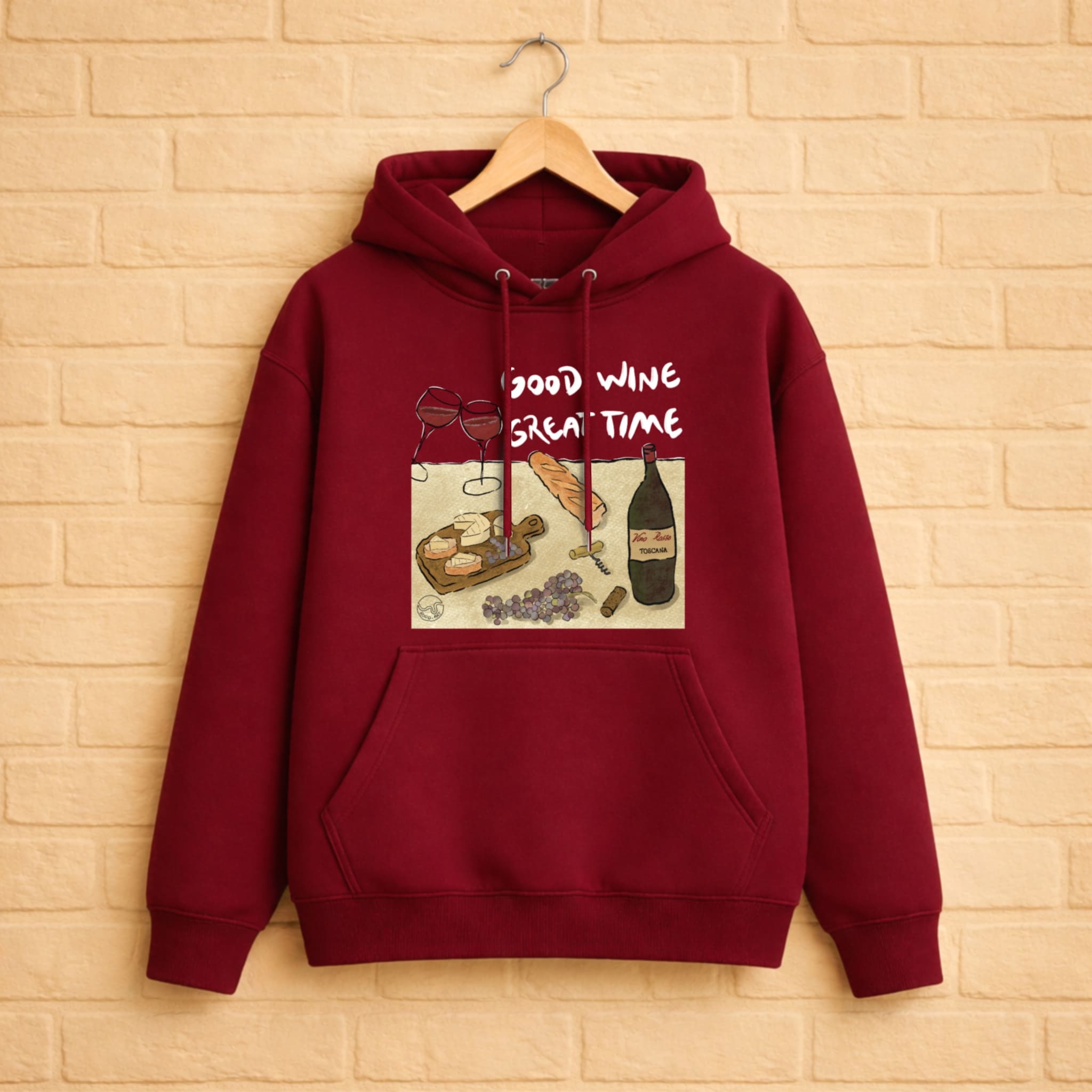 Good Wine Hoodie aus 100% Bio-Baumwolle
