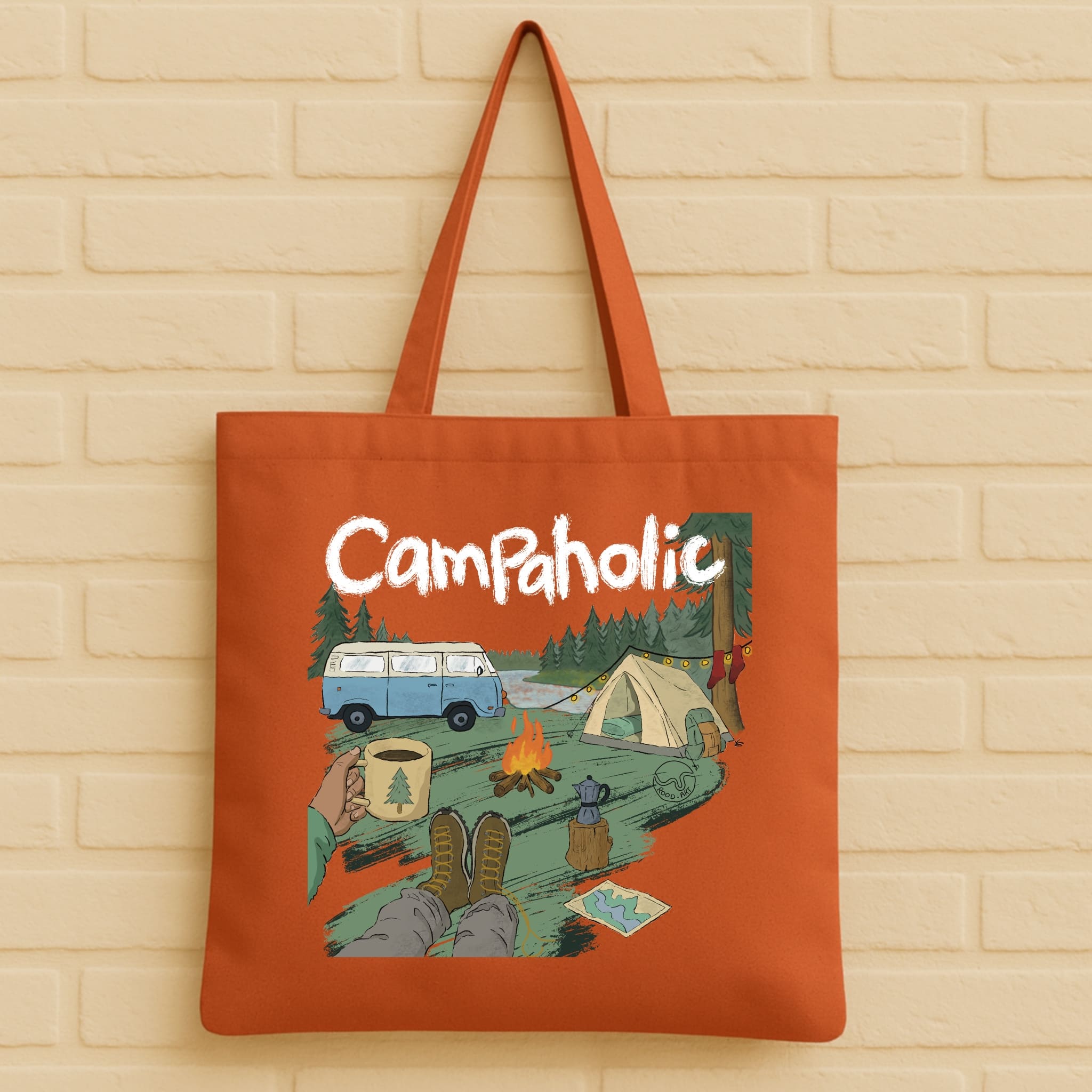 Camping Tote Bag aus 100% Bio-Baumwolle