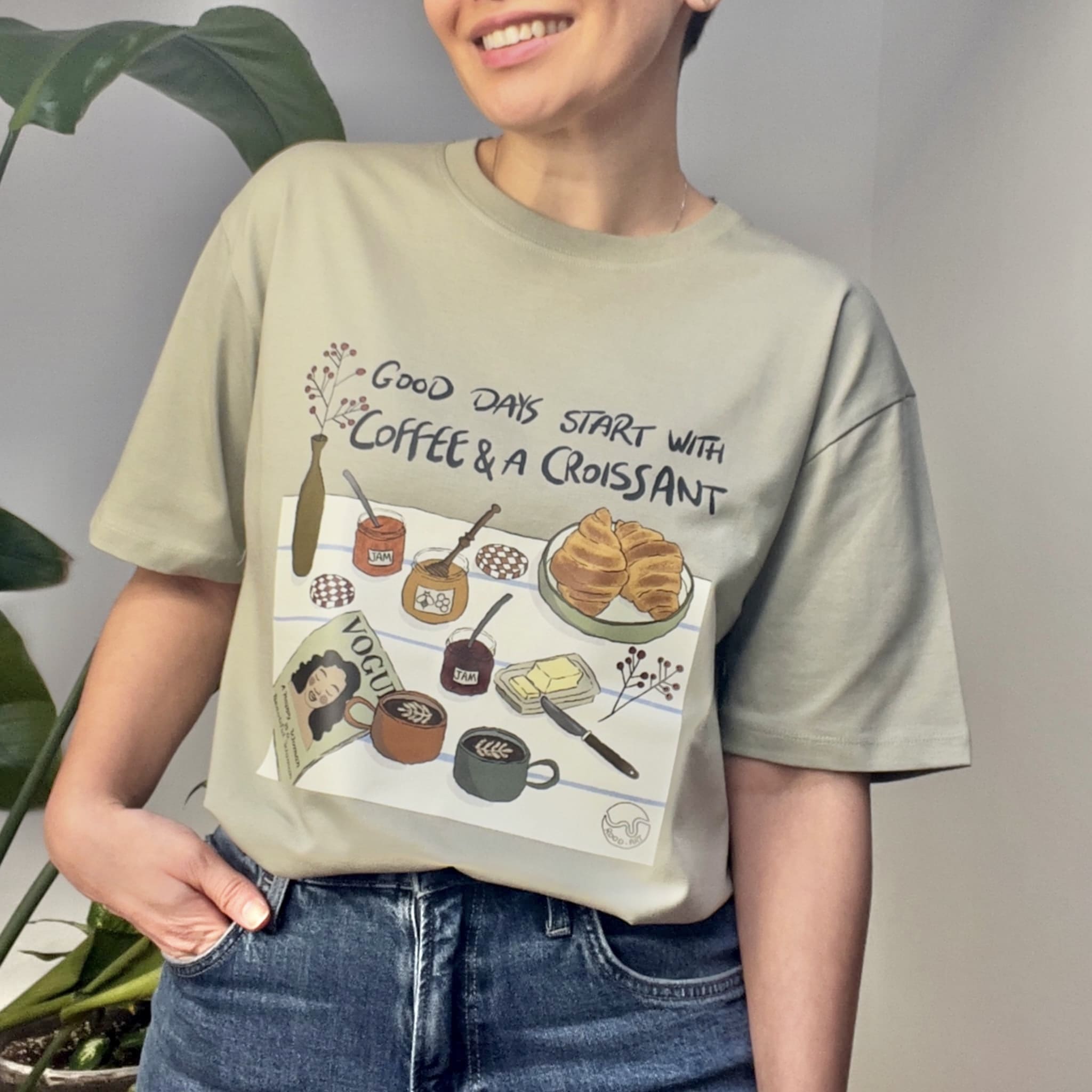 Coffee & Croissant T-Shirt aus 100 % Bio-Baumwolle