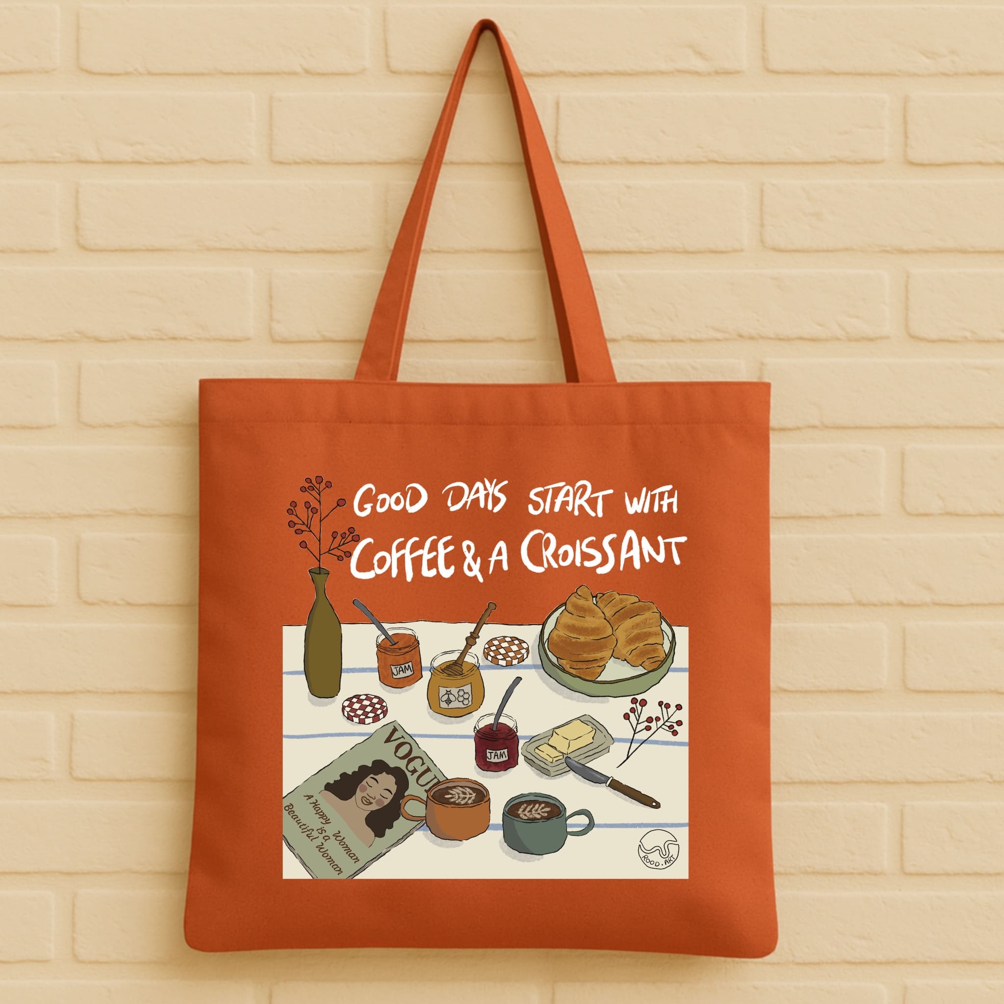 Coffee & Croissant Tote Bag aus 100% Bio-Baumwolle