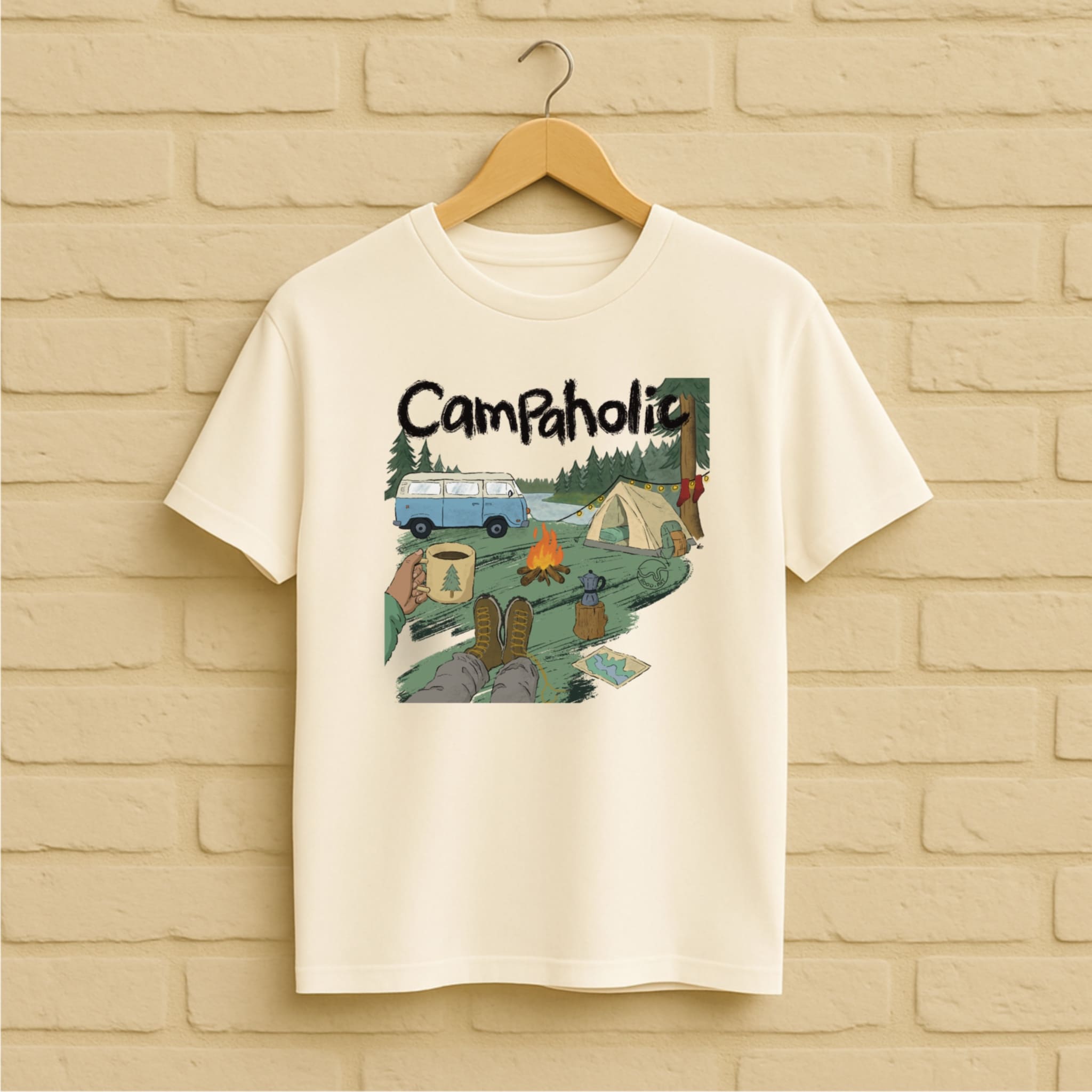 Camping T-Shirt aus 100 % Bio-Baumwolle