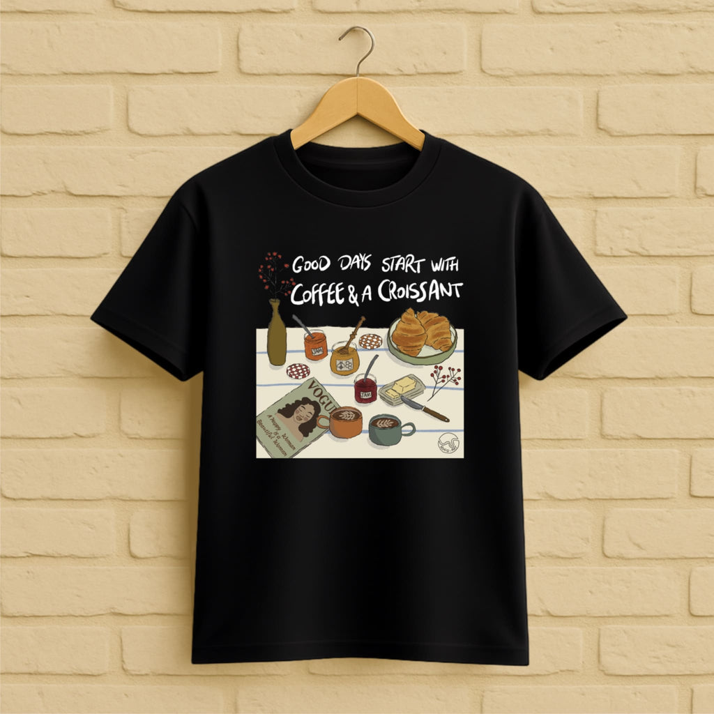 Coffee & Croissant T-Shirt aus 100 % Bio-Baumwolle