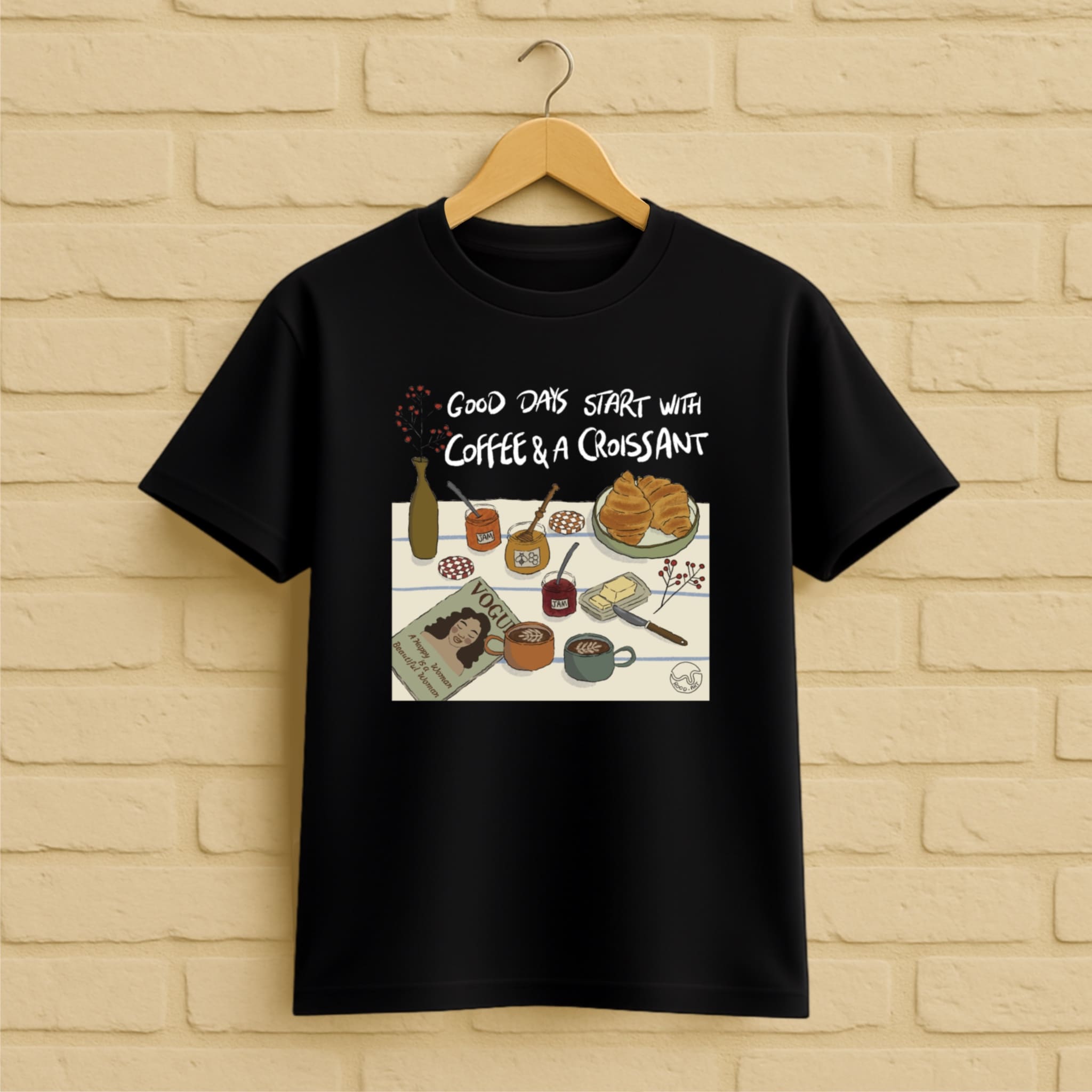 Coffee & Croissant T-Shirt aus 100 % Bio-Baumwolle