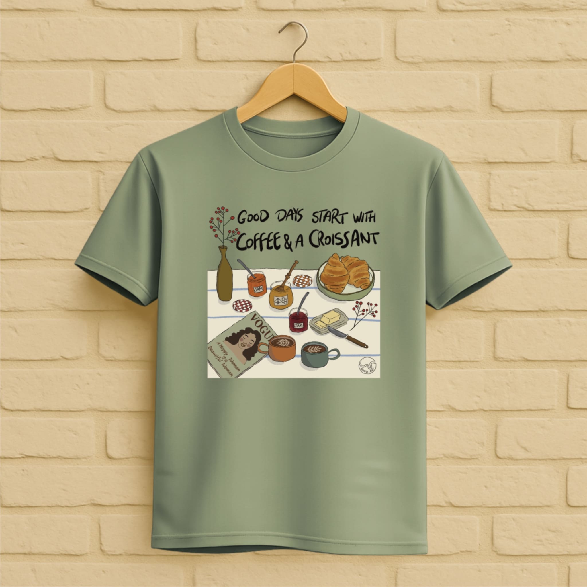 Coffee & Croissant T-Shirt aus 100 % Bio-Baumwolle