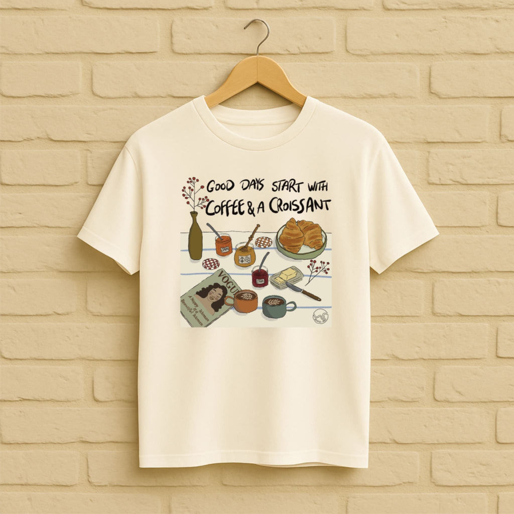 Coffee & Croissant T-Shirt aus 100 % Bio-Baumwolle