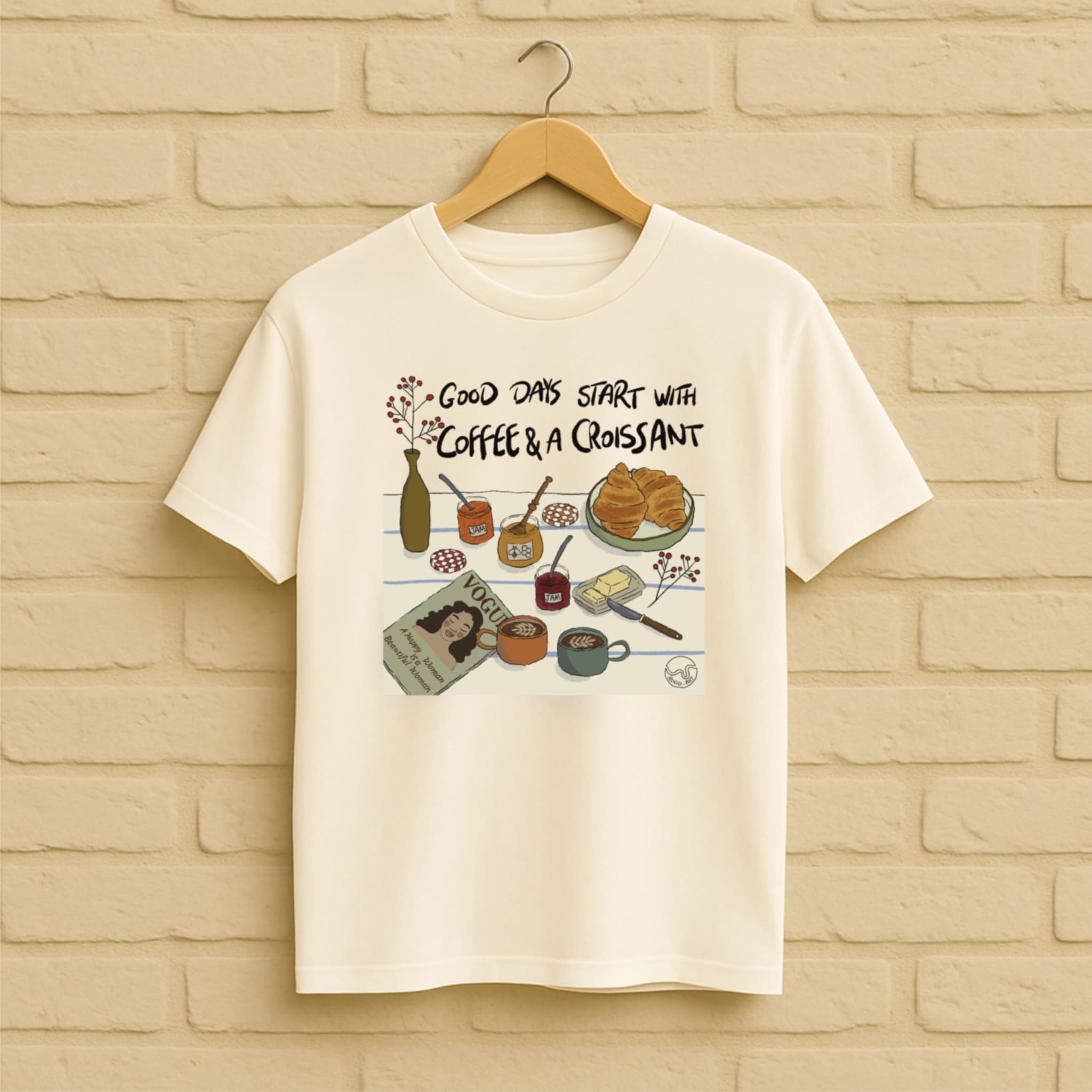 Coffee & Croissant T-Shirt aus 100 % Bio-Baumwolle