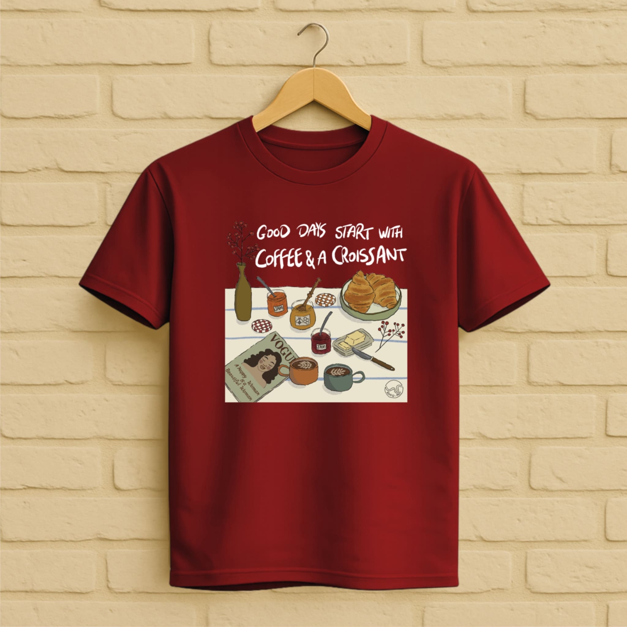 Coffee & Croissant T-Shirt aus 100 % Bio-Baumwolle